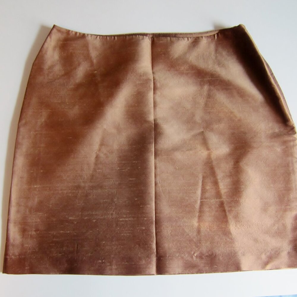 Copper-colored miniskirt, acetate with silk lining, size 4